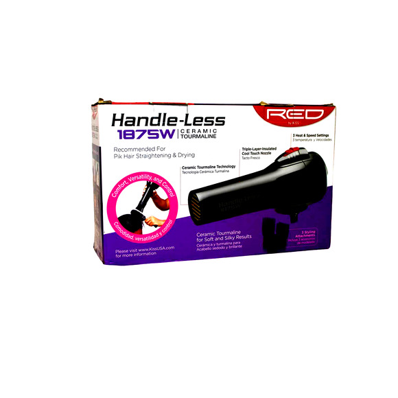 RED by KISS Handless 1875w Ceramic Tourmaline Dryer 3 Styling Attachments - Picture 1 of 3